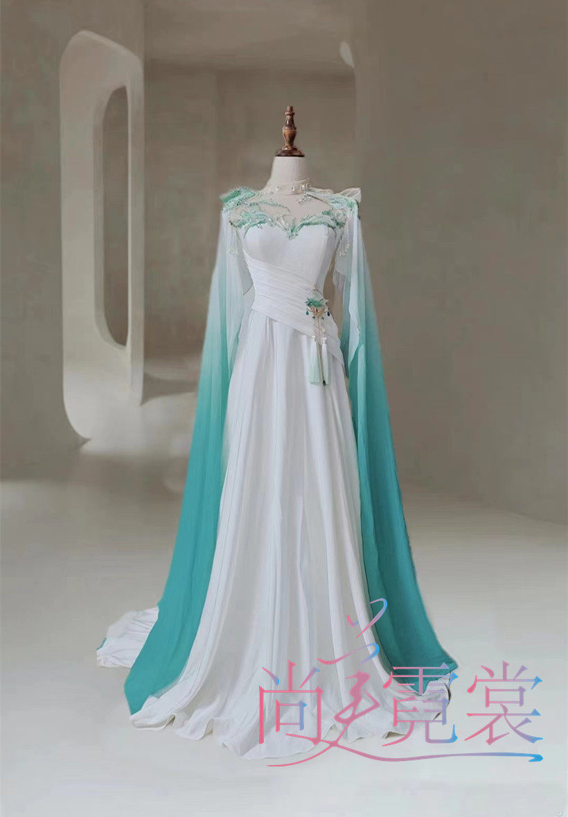 北京出租定制古筝笛子民乐演奏民歌歌手独唱表演演出服白色礼服