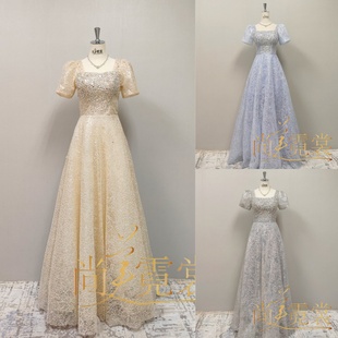 修身 新款 显瘦成人礼晚会主持生日宴亮闪贴钻舞台礼服 北京出租