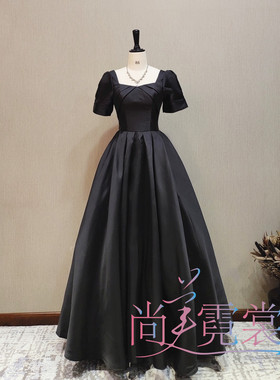 《北京出租》黑色晚礼服裙女2023新款高端气质成人礼毕业艺考主持