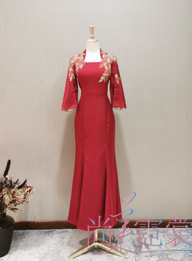 《北京出租》敬酒服新娘答谢宴红色礼服宴会气质鱼尾修身显瘦晚装