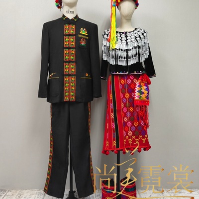 租景颇族男女原生态盛装走秀服装