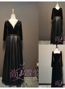 《北京出租》女黑色晚礼服钢琴演出伴奏小提琴演奏指挥合唱演出服