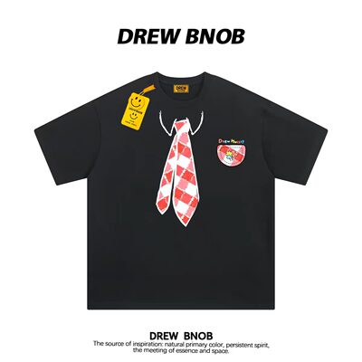 DREW美式领带印花纯棉短袖T恤女