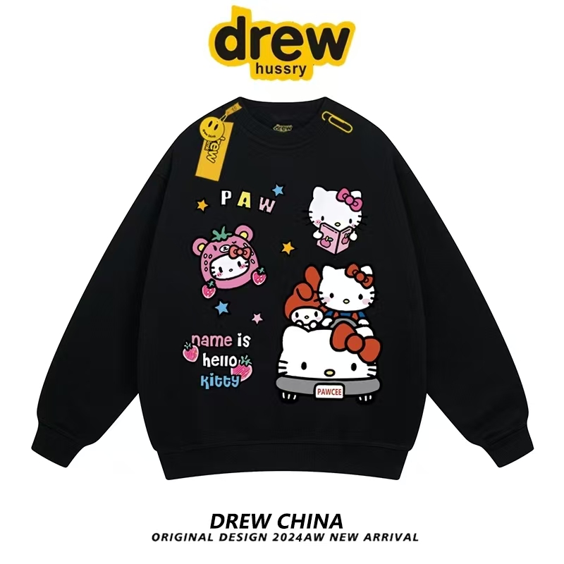 drew潮牌联名helloKitty猫卫衣女
