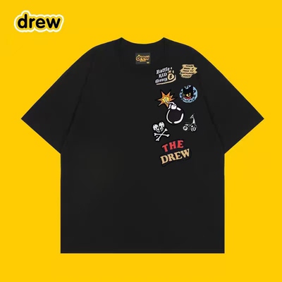 Drew美式重磅纯棉卡通短袖T恤男