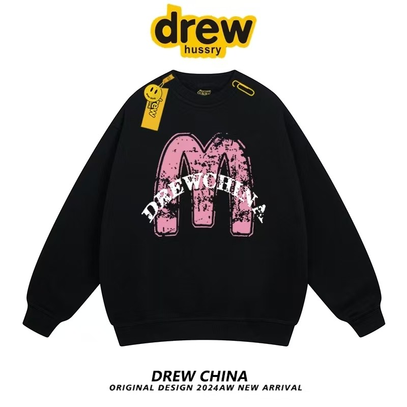 drew美式复古大M圆领卫衣男女纯棉潮牌休闲宽松秋冬季加绒上衣服,男装,卫衣,淘宝优惠券,粉丝福利购,淘宝优惠卷
