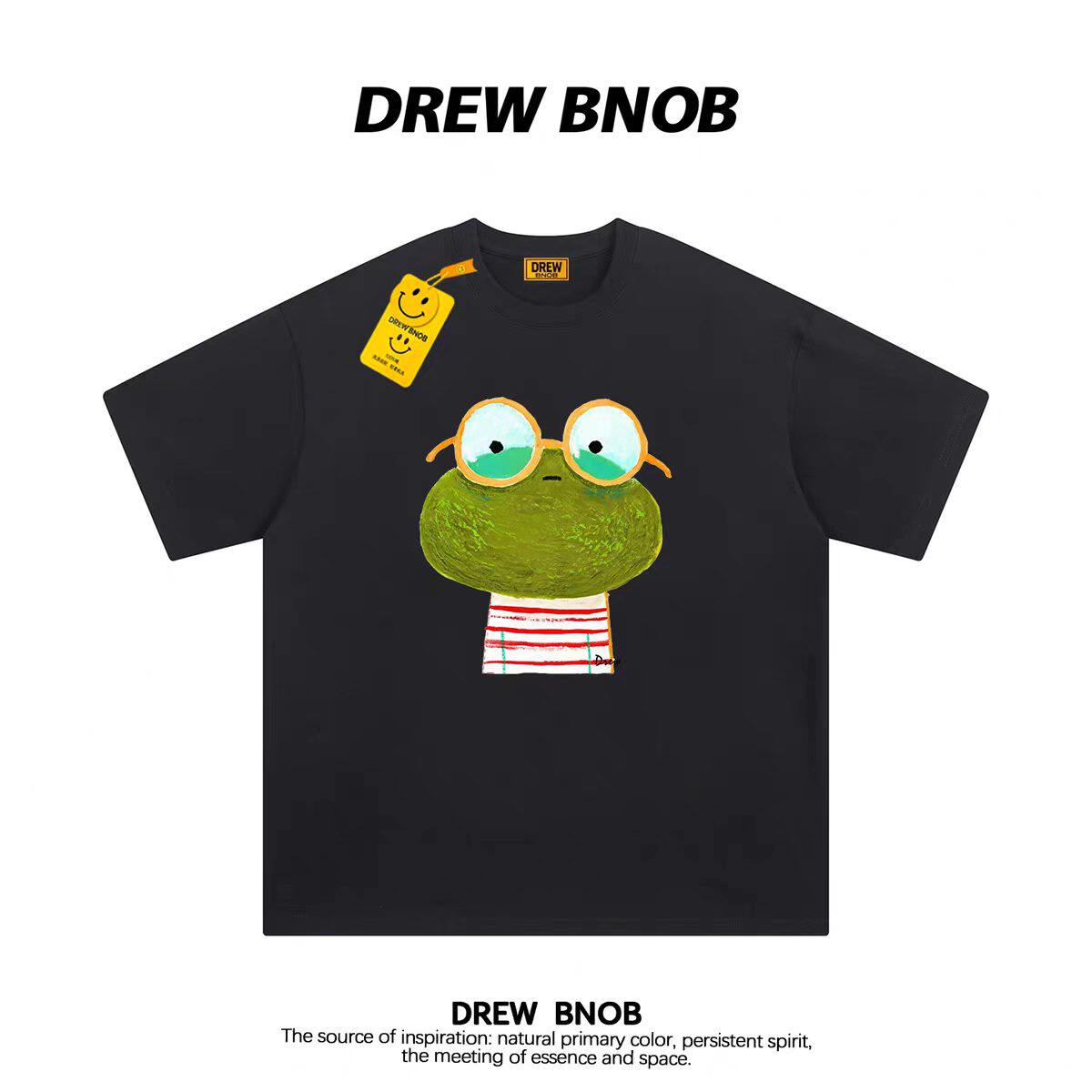Drew夏季青蛙印花纯棉宽松T恤男图片