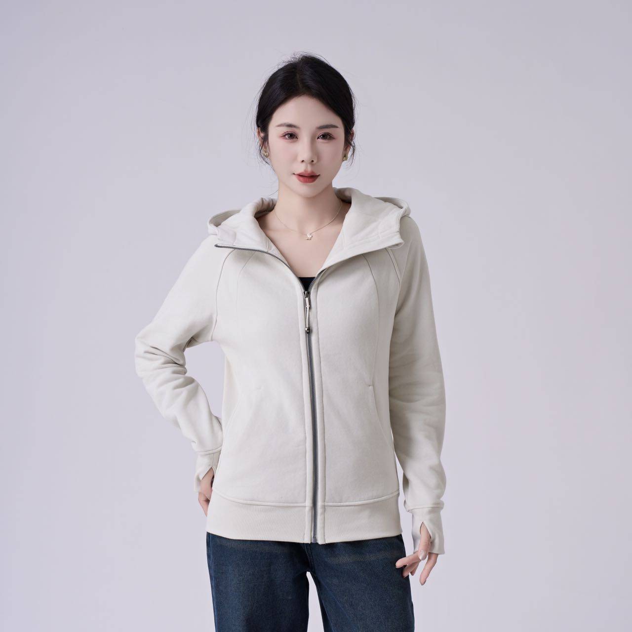 LuLu同款Scuba女士拉链修身款连帽衫秋冬加绒加厚保暖瑜伽服平替