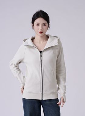 LuLu同款Scuba女士拉链修身款连帽衫秋冬加绒加厚保暖瑜伽服平替