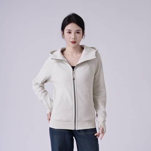 LuLu同款Scuba女士拉链修身款连帽衫秋冬加绒加厚保暖瑜伽服平替
