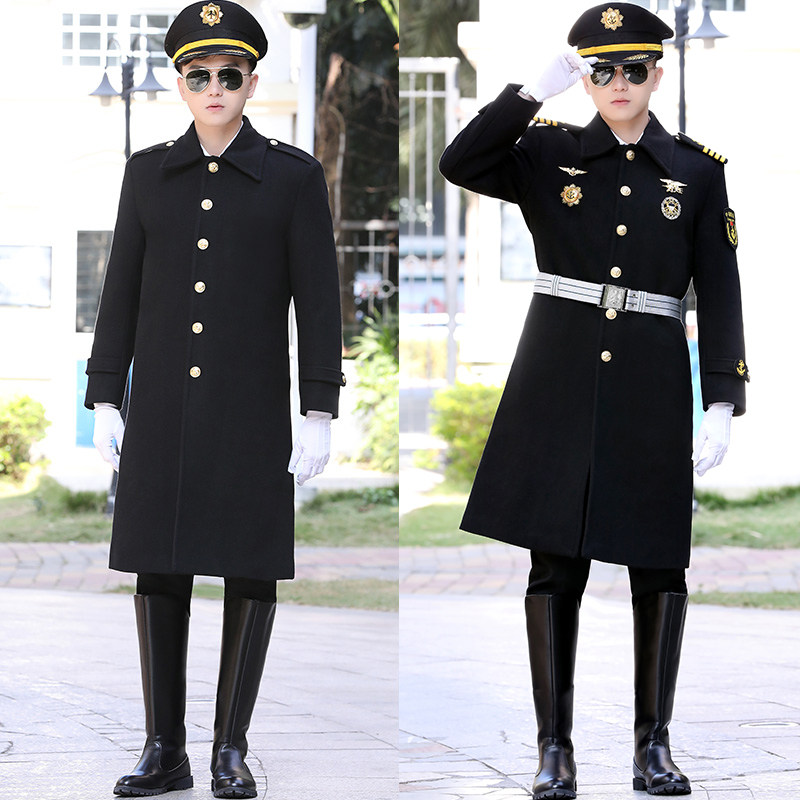 男士羊毛大衣冬装加厚保暖海员船长冬季大衣外套呢子礼宾保安服装