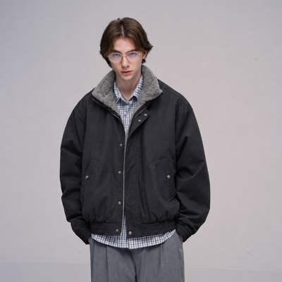 PRIMARA 做旧水洗珠帆布夹克棉服立领棉服座山雕外套男2026年秋冬