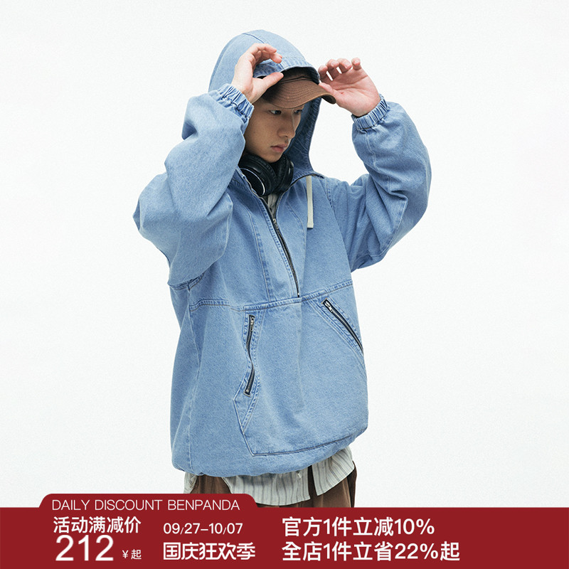 benpanda半开领休闲水洗夹克