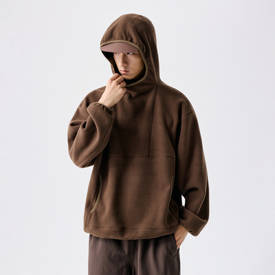 BENPANDA 秋冬连帽双面摇粒绒外套男款休闲大口袋套头衫上衣