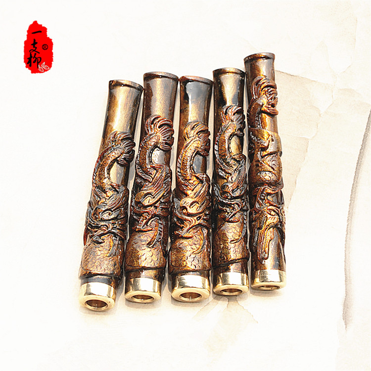 海柳烟嘴金皮柳活柳雕龙循环型可清洗粗细烟香菸过滤器可清洗礼品