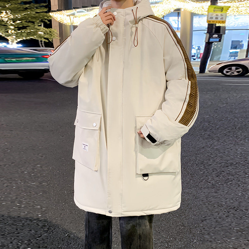 重磅白鸭绒加厚大码羽绒服男中长款连帽冬季加肥加大衣服男款外套