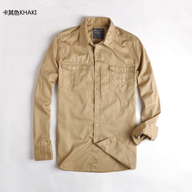 2018欧美风多口袋男士长袖衬衫