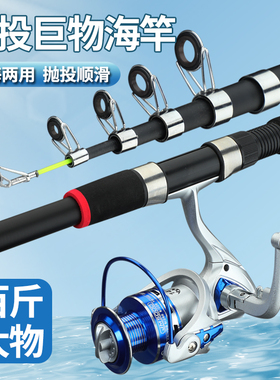 狼王海竿套装特价抛竿远投竿鱼竿套装超硬碳素海钓竿海杆渔具组合