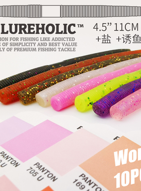 日系出口Worm11cm4.5英寸面条虫软饵软虫10条加盐高比重senko路亚