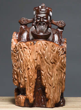 黑檀木雕财神爷佛像摆件木质文财神工艺品家居店铺装饰品开业送礼