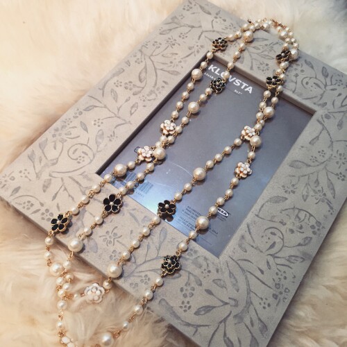 秋冬装饰珍珠项链毛衣链女优雅百搭长款大气小香简约多层衣服挂饰