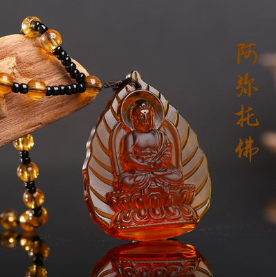 绿度母文殊阿弥陀佛长款毛衣链