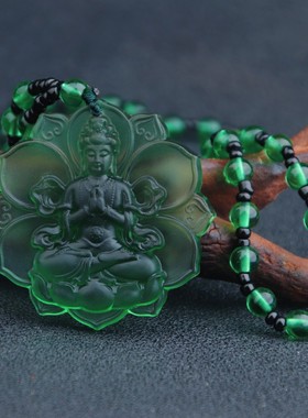 绿度母佛牌吊坠项链毛衣链