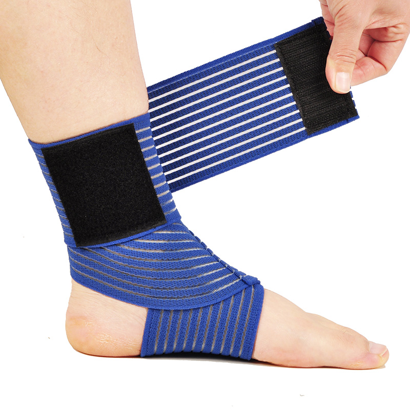 护踝缠绕绷带篮球足球跑步运动扭伤防护护脚踝多用途绑带弹力兰色