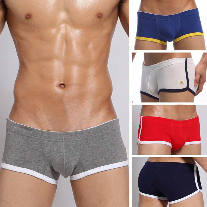 希宾纯棉小蜜蜂时尚纯色男士内裤 性感低腰U凸囊袋型男平角裤潮流