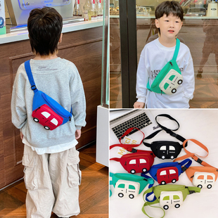 儿童卡通汽车斜挎胸包2025韩版运动小男孩零钱包幼儿园宝宝腰包潮