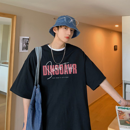 BDLS工作室文艺男女店港风情侣款短袖t恤男字母印花夏天上衣半袖