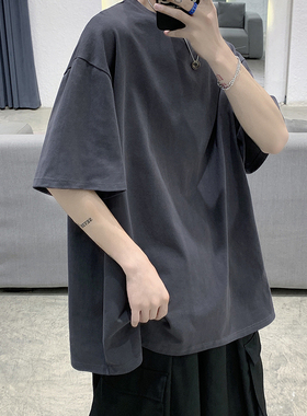 BDLS工作室文艺男女店港风情侣款短袖t恤男纯棉宽松百搭纯色原宿