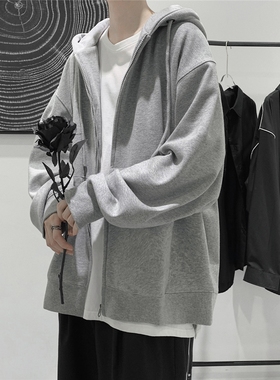 BDLS工作室文艺男女店港风情侣款开衫卫衣慵懒风休闲连帽拉链外套