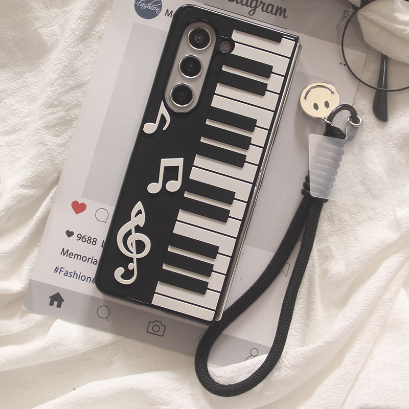ins日韩立体浮雕音符钢琴适用三星zfold7手机壳折叠屏fold5手链FOLD6全包W24防摔ZFold4个性W23保护套fold3女