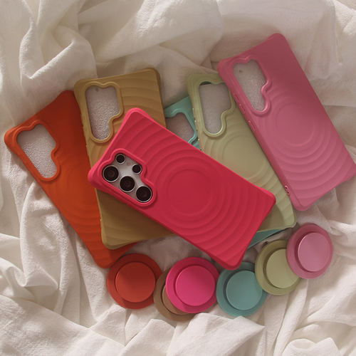 韩系ins简约纯色壳适用三星GalaxyS25Ultra手机壳s24plus磁吸支架S23ultra手绳s25+防摔保护套男女款