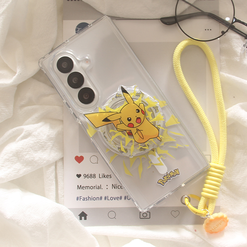 韩系ins宝可梦卡通比卡丘适用三星zfold7手机壳折叠屏fold5手绳FOLD6磁吸支架W24防摔ZFold3个性W23保护套w22