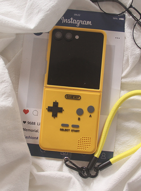 适用于三星Galaxy Z Flip7手机壳韩国ins创意个性立体黄色游戏机zflip7大视窗带手绳防摔保护套男女款