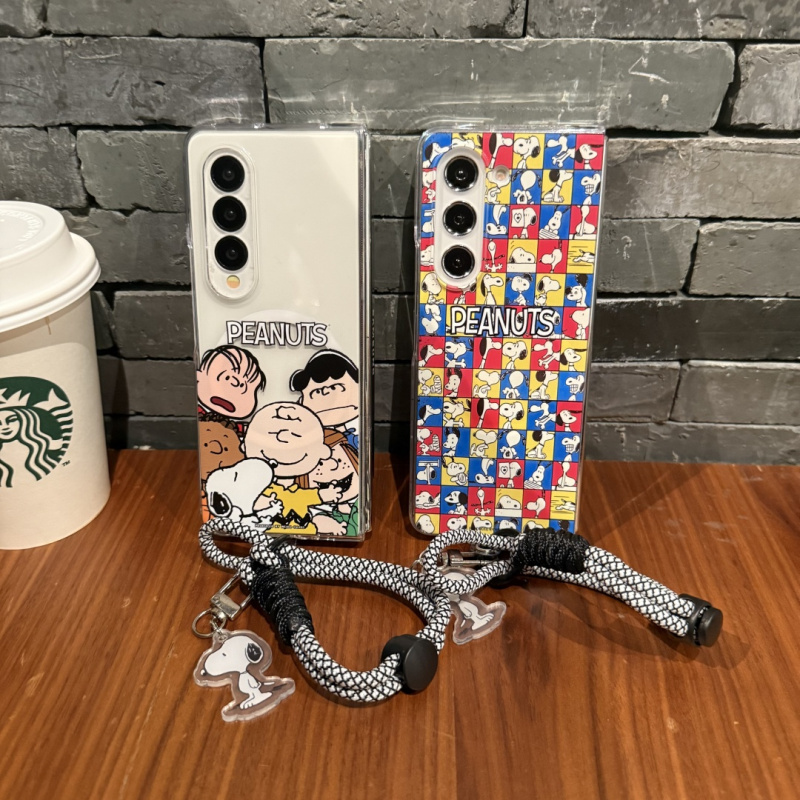 ins日韩卡通查理史努比适用三星zfold7手机壳折叠屏fold5手绳FOLD6磁吸支架W24防摔ZFold3个性W23/W22保护套