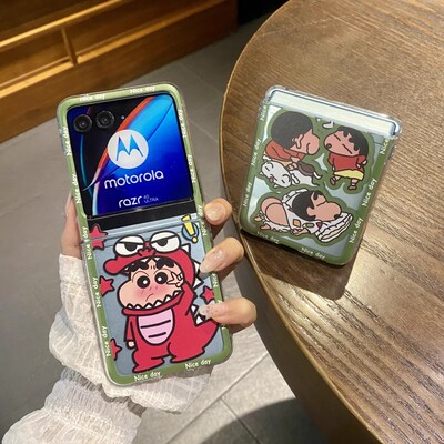 ins韩风卡通可爱鳄鱼装蜡笔小新适用摩托罗拉motorazr60ulta手机壳Razr50防摔Razr6pro全包razr40ulta保护套