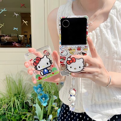 ins日韩卡通少女零食kt猫适用摩托罗拉motorazr60ulta手机壳Razr50全包Razr6pro手链支架razr40ulta保护套