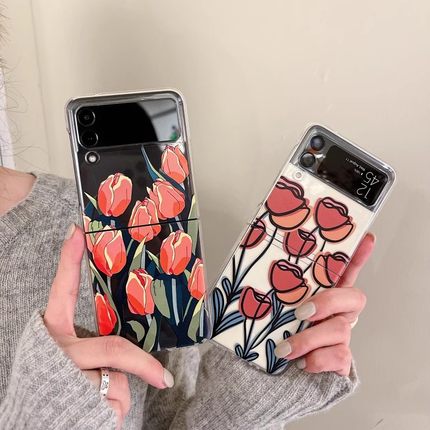 ins韩系油画郁金香花朵适用于Galaxy三星Zflip7手机壳新款zflip5折叠屏zflip6防摔ZFlip4/3保护套女款