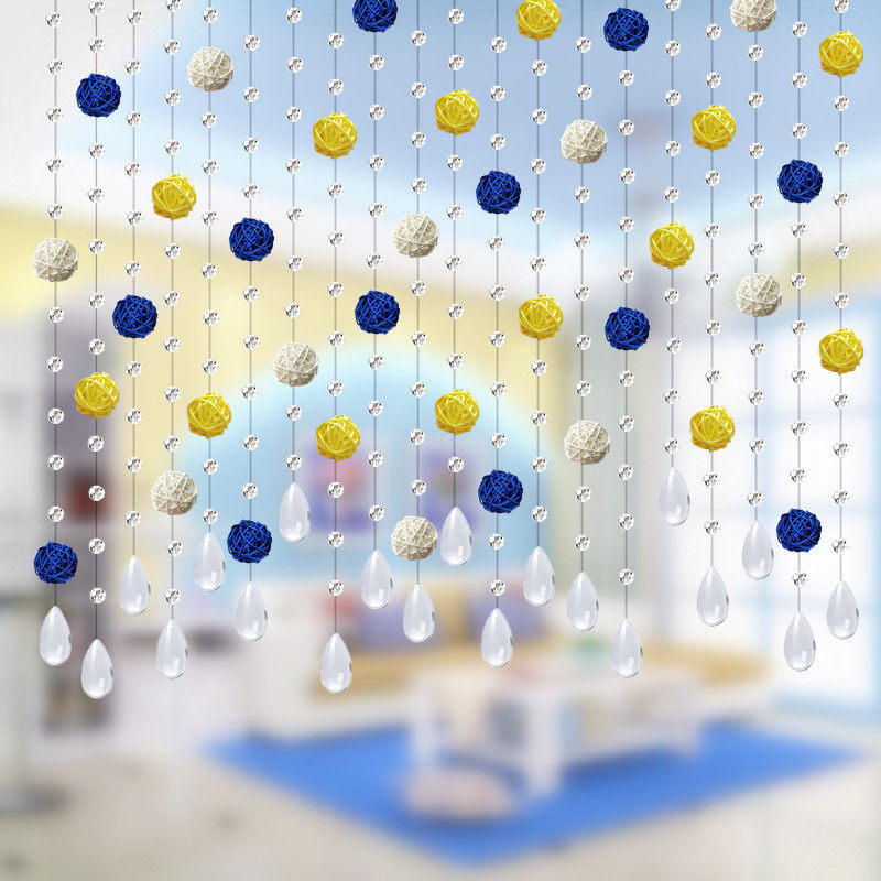 藤球水晶珠帘客厅过道隔断帘装饰帘免打孔新款玄关门帘北欧半挂帘,居家布艺,珠帘/挂帘,淘宝优惠券,粉丝福利购,淘宝优惠卷