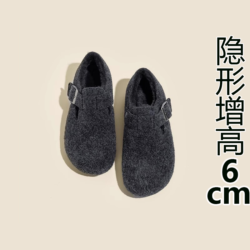6cm内增高加绒勃肯鞋毛呢保暖