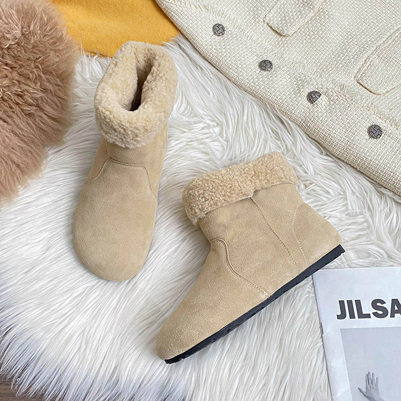 牛皮版真皮加绒短筒短靴2025冬季新款可外翻雪地靴女毛绒勃肯棉靴,女鞋,时尚雪地靴,淘宝优惠券,粉丝福利购,淘宝优惠卷