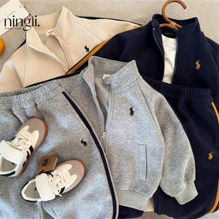 刺绣卫衣套装 儿童套装 男女童装 新品 宝宝运动两件套潮 25春秋季
