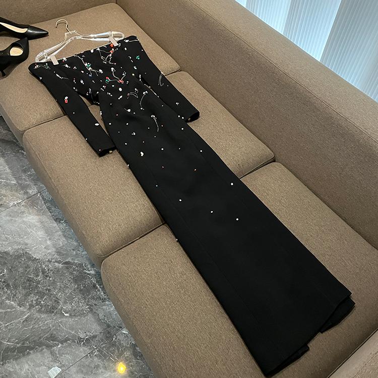 2026新款欧美明星礼服长裙一字领