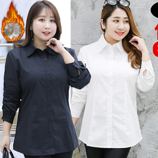 220斤210特肥超大码女装5胖mm冬230纯棉职业白衬衫240衬衣胖人260