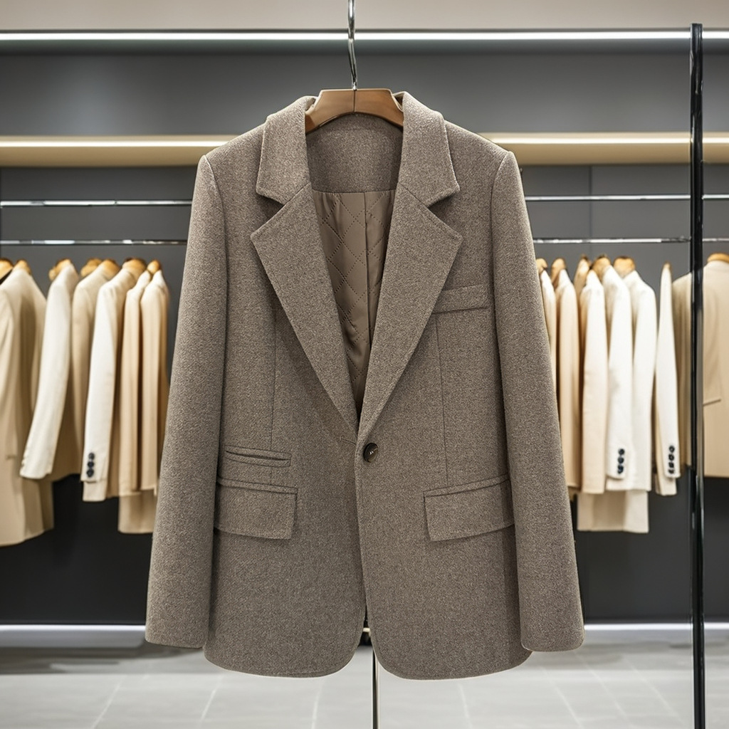 胖mm大码毛呢西装外套女显瘦200斤秋冬复古赫本高端西服呢子大衣5