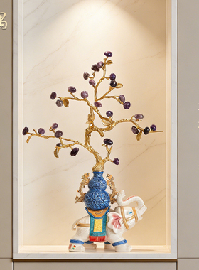 轻奢新中式葫芦大象摆件招财旺宅