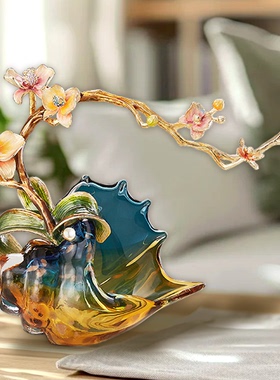 轻奢高级感珐琅彩海螺摆件